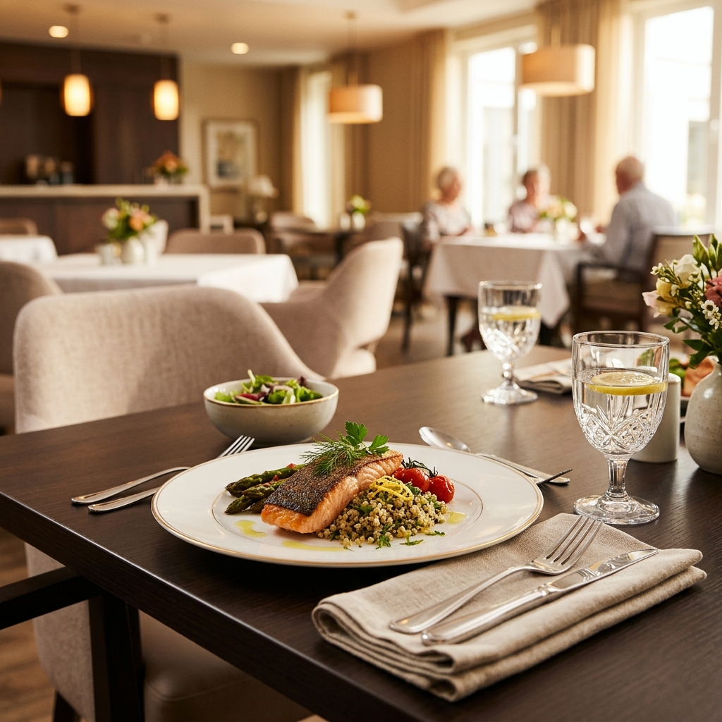 Beautifully prepared meal in an elegant dining setting